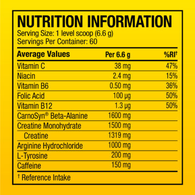 C4 60 SERVINGS NUTRITION FACTS