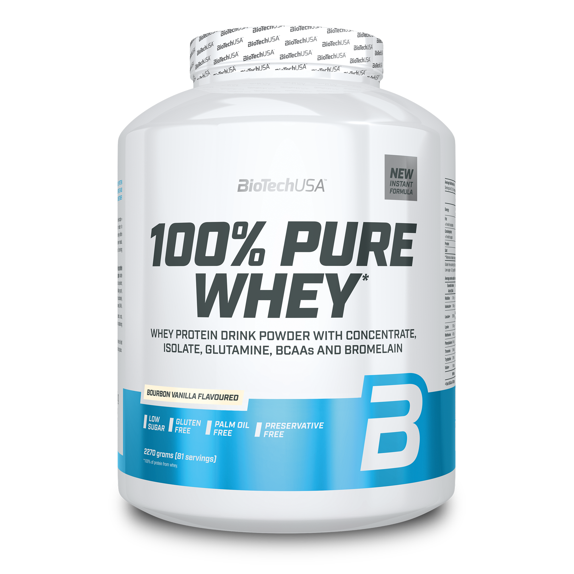 100PureWhey_8l_2270g_bourbon vanilla_2000x2000 BioTechUSA 100% Pure Whey 2270 gr - Image 1