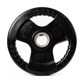 Olympic 10kg Tri-Grip black rubber coated olympic plate f50 Virgin rubber