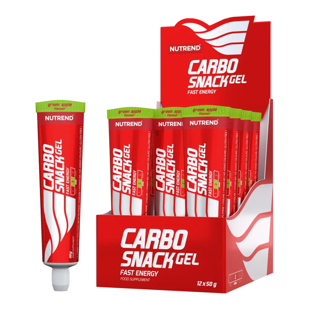 CARBOSNACK_TUBE_12x50g_green_apple Nutrend Carbosnack Gel 50gr Fast Energy Green Apple - Image 1