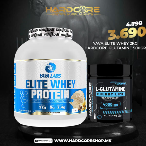 PROMO: Yava Elit Whey 2kg  + Hardcore Glutamine 500gr