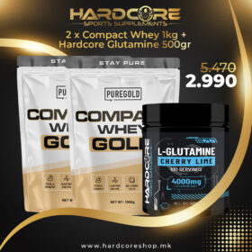 PROMO: 2 x Compact Whey 1kg + Hardcore Glutamine 500gr