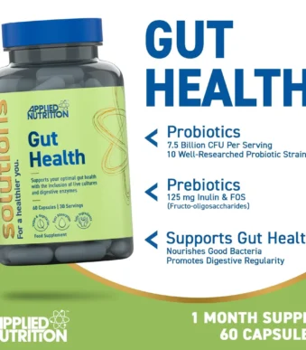 Applied Nutrition Gut Health капсули со пробиотици и ензими за дигестија